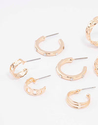 Gold Twisted Chain Hoop Earring 6-Pack - link has visual effect only