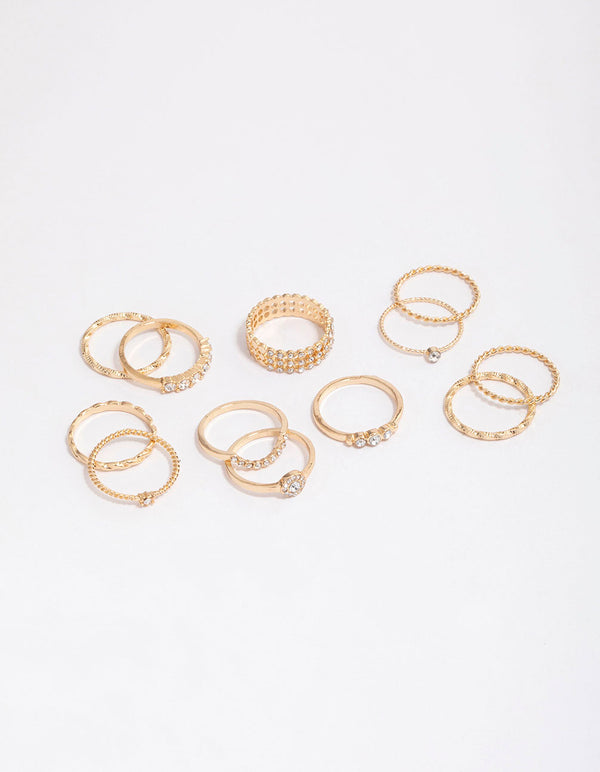Gold Glamorous Rope Ring Pack
