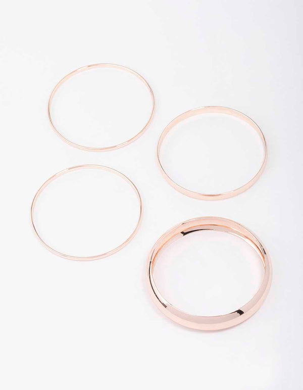 Rose Gold Thick & Thin Bangle 4-Pack