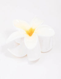 White Frangipani Flower Hair Claw Clip - link has visual effect only