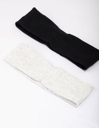 Black & Grey Ribbed Fabric Headband Pack - link has visual effect only