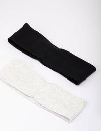 Black & Grey Ribbed Fabric Headband Pack - link has visual effect only