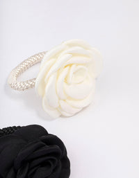 Black & Ivory Rosette Hair Tie Pack - link has visual effect only