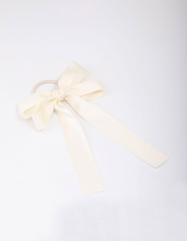 Large Cream Bow Hair Tie