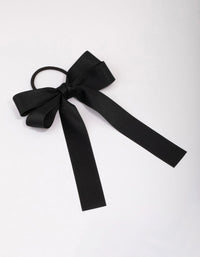 Large Silky Black Bow Hair Tie - link has visual effect only