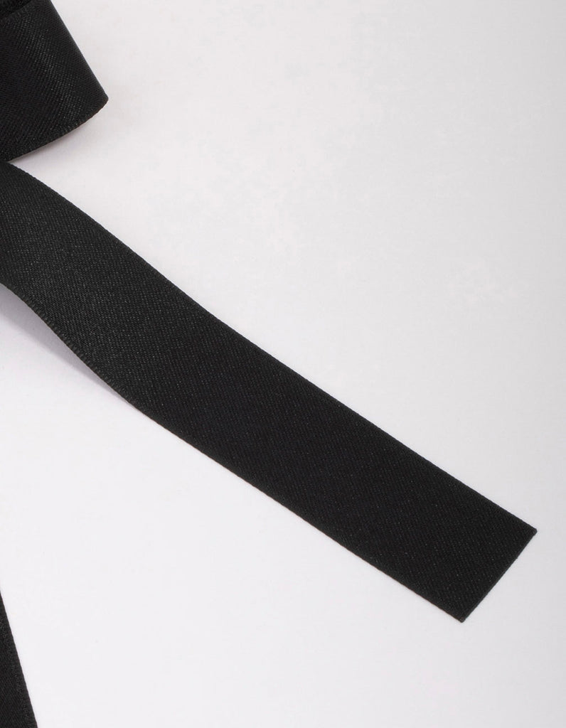 Large Silky Black Bow Hair Tie