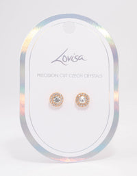 Gold Pear Crystal Halo Stud Earrings - link has visual effect only