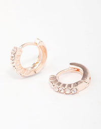 Rose Gold Crystal Huggie Hoop Earrings - link has visual effect only