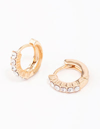 Gold Crystal Huggie Hoop Earrings - link has visual effect only