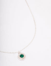 Silver Emerald Halo Pendant Necklace - link has visual effect only