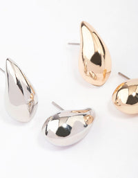 Gold & Silver Two-Toned Teardrop Earring Pack - link has visual effect only