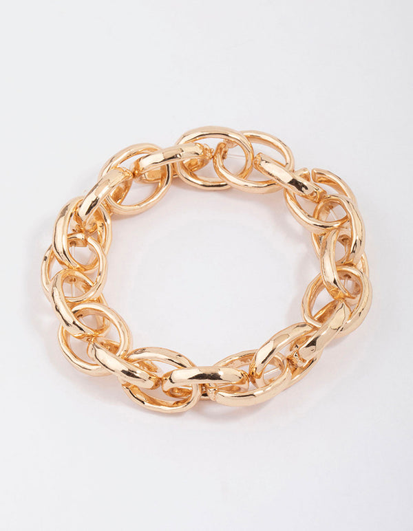 Gold Large Chain Stretch Bracelet