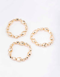 Gold Organic Oval Beaded Bracelet 3-Pack - link has visual effect only
