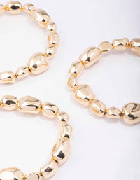 Gold Organic Oval Beaded Bracelet 3-Pack - link has visual effect only