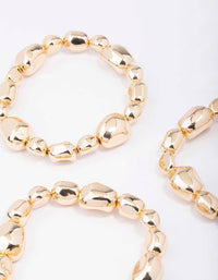 Gold Organic Oval Beaded Bracelet 3-Pack - link has visual effect only