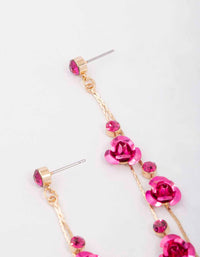 Gold Climbing Hot Pink Rose Drop Earrings - link has visual effect only
