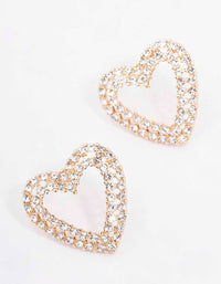 Gold Bling Heart Stud Earrings - link has visual effect only