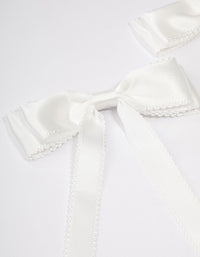 White Fabric Satin Scallop Hair Bow Pack - link has visual effect only