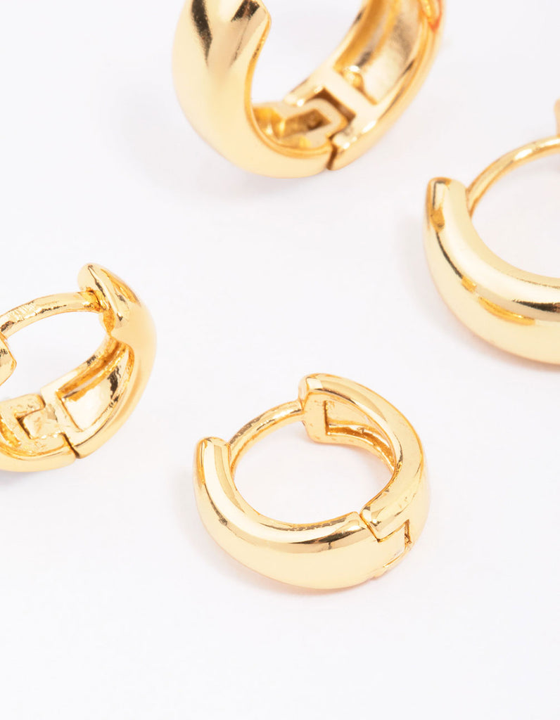 Gold Plated Graduating Hoop Earring 3-Pack