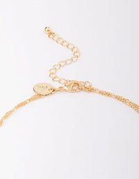 Gold Plated Double Cubic Zirconia Droplet Layered Necklace - link has visual effect only