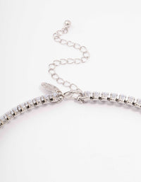 Rhodium Cubic Zirconia Navette Stone Choker - link has visual effect only