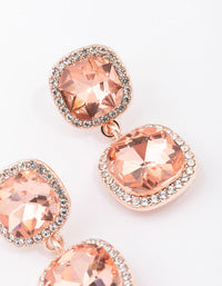 Rose Gold Double Square Halo Drop Earrings - link has visual effect only