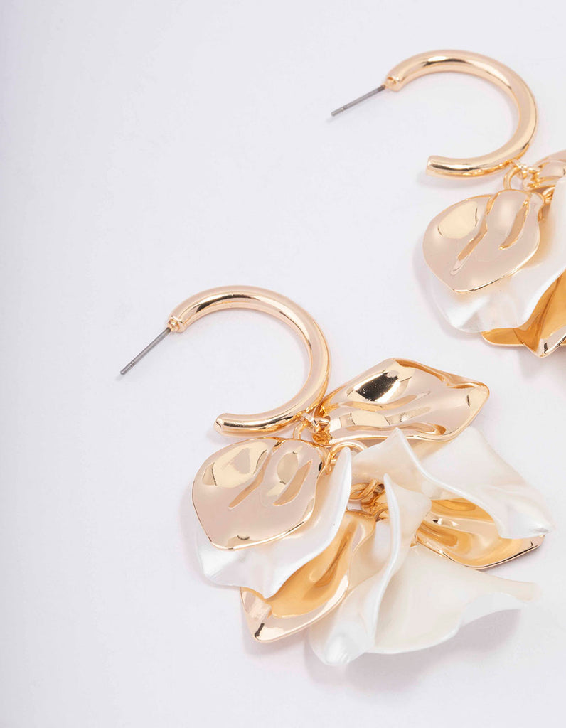 Gold Mixed Petal Drop Earrings