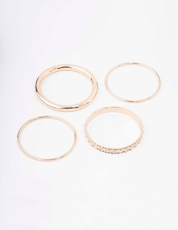 Gold Ornate Bangle 4-Pack