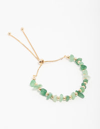 Green Aventurine Chip Beaded Gold Toggle Bracelet - link has visual effect only