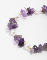 Amethyst Semi Precious Chip And Pearl Bracelet - link has visual effect only