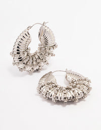 Rhodium Diamante Wrapped Chubby Hoop Earrings - link has visual effect only