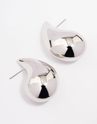 Rhodium Large Smooth Teardrop Earrings - link has visual effect only