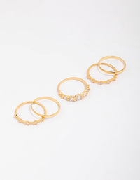 Gold Plated Dainty Cubic Zirconia Stacking Ring 5-Pack - link has visual effect only