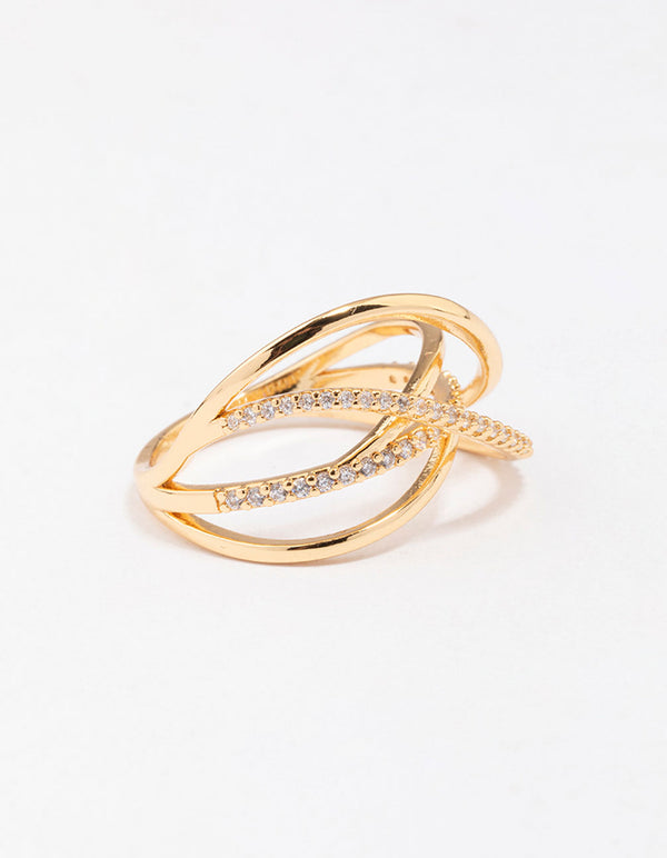 Gold Plated Thin Wrapped Cubic Zirconia Ring