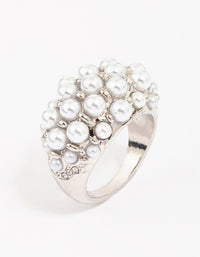 Rhodium Domed Pearl Cocktail Ring - link has visual effect only