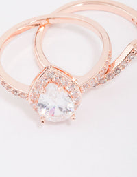 Rose Gold Crowned Pear Diamante Ring - link has visual effect only