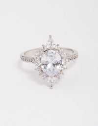 Rhodium Shining Star Cubic Zirconia Ring - link has visual effect only