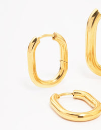 Gold Plated Stainless Steel Square Oval Hoop Earrings 2-Pack - link has visual effect only