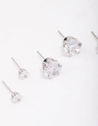 Waterproof Stainless Steel Graduating Cubic Zirconia Earring 3-Pack - link has visual effect only