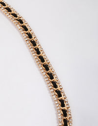 Gold & Black Leather Wrap Necklace - link has visual effect only