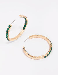 Gold Emerald Stone Hoop Earrings - link has visual effect only