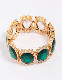 Gold Large Halo Circular Stone Stretch Bracelet - link has visual effect only