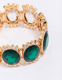 Gold Large Halo Circular Stone Stretch Bracelet - link has visual effect only