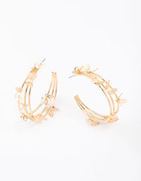 Gold Triple Row Butterfly Hoop Earrings - link has visual effect only