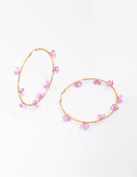 Gold Flower Bloom Hoop Earrings - link has visual effect only