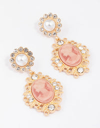 Gold Antique Pearl Drop Earrings - link has visual effect only