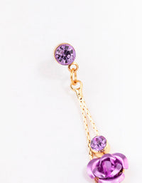 Gold Climbing Purple Rose Drop Earrings - link has visual effect only