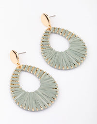 Gold Raffia Oval Drop Earrings - link has visual effect only