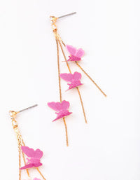 Gold & Pink Butterfly Drop Earrings - link has visual effect only