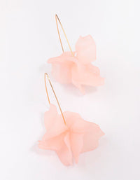 Gold Frosted Pink Flower Drop Earrings - link has visual effect only